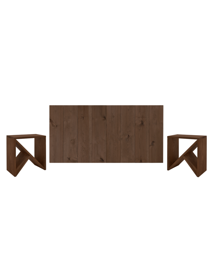 Pack solid walnut wood headboard and bedside tables in various sizes.