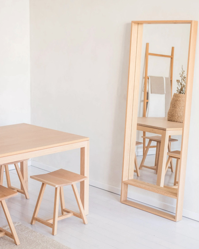 Solid wood effect natural tone mirror of various sizes.