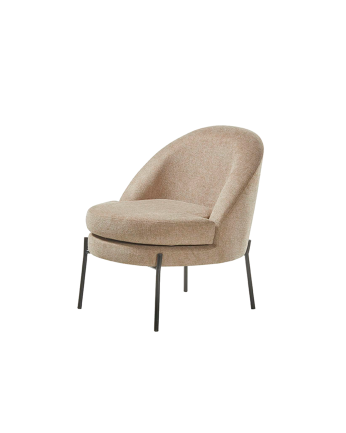 Metal armchair with foam and fiber seat in taupe color measuring 78x71cm.