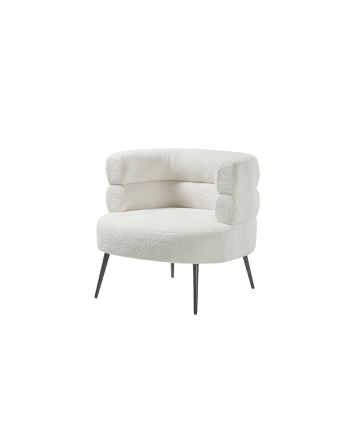 Metal armchair with foam and fiber seat in white, measuring 74x80cm.