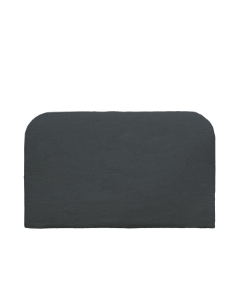 Upholstered blue linen headboard with removable cover, available in various sizes.
