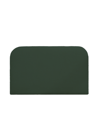 Upholstered headboard with removable cover in green bouclé fabric in various sizes.