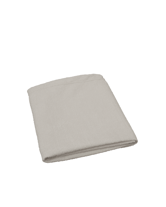Light gray bouclé headboard cover available in various sizes.