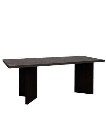 Solid wood dining table in black tone available in various sizes.
