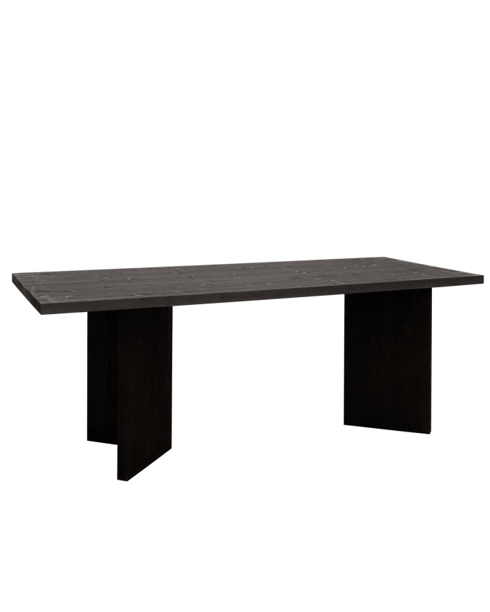 Solid wood dining table in black tone available in various sizes.