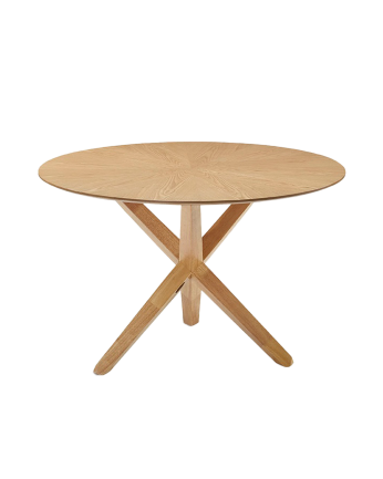 Round natural wood dining table, 120cm.