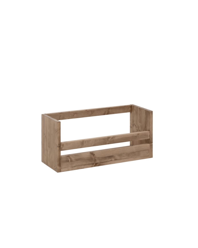 Solid wood shoe rack in dark oak tone, available in various sizes.