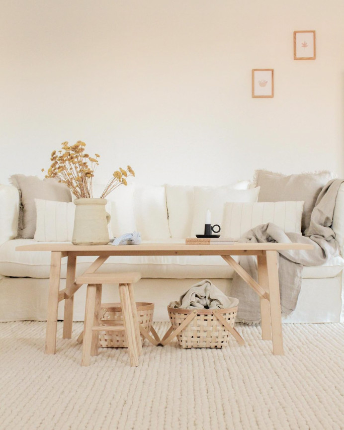 Solid wood natural finish coffee table
