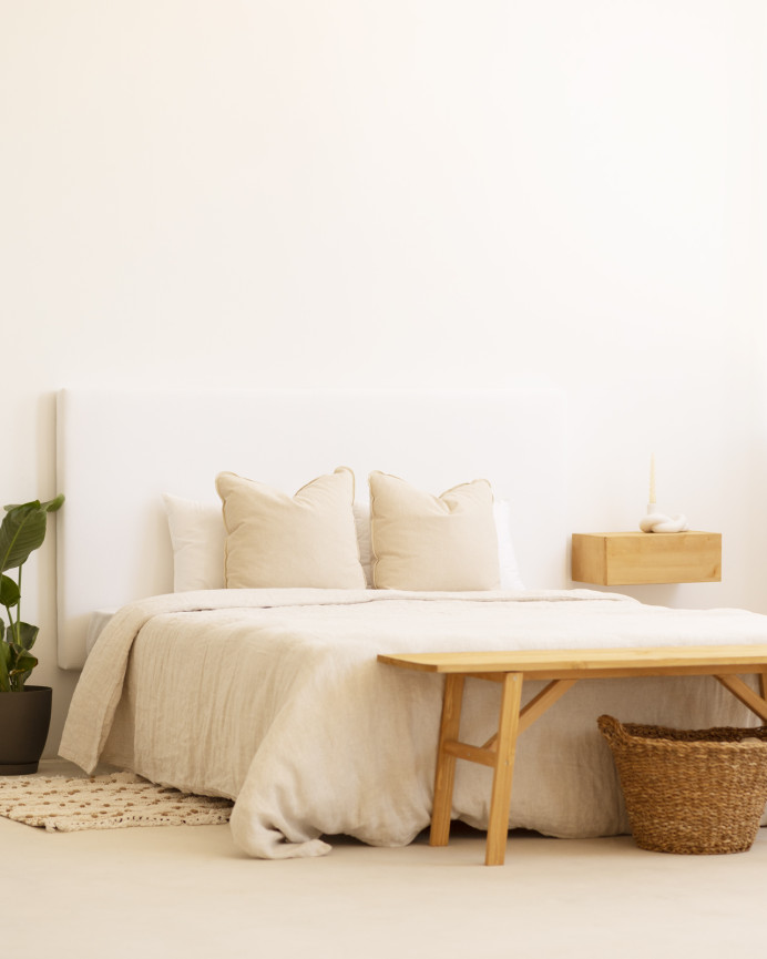 Upholstered cotton headboard in white color, available in various sizes