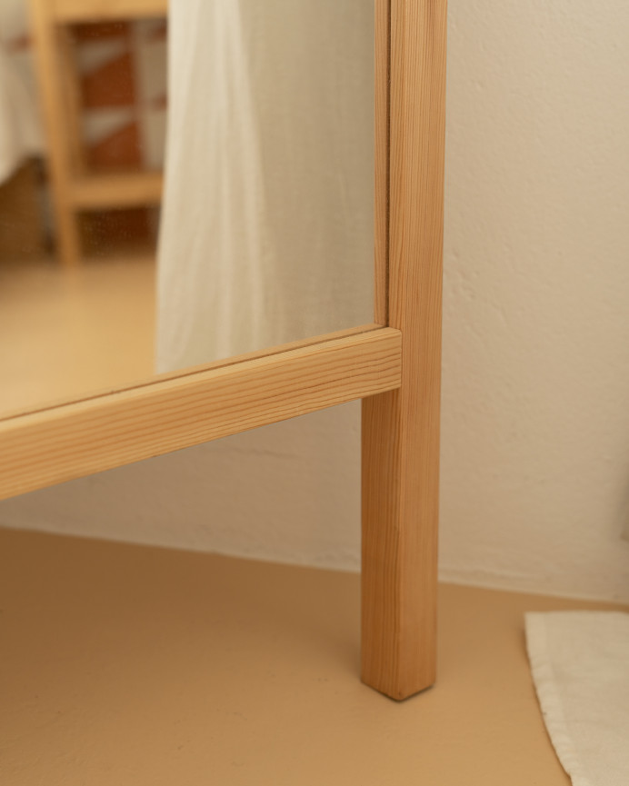 Solid wood natural tone 45x180cm mirror.
