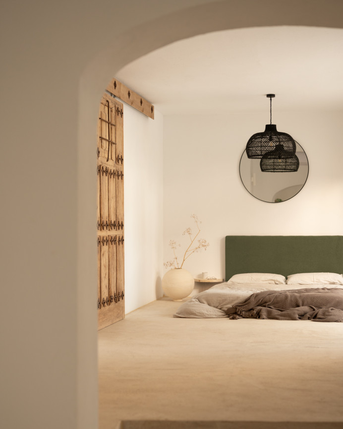 Upholstered cotton headboard in green color available in various sizes