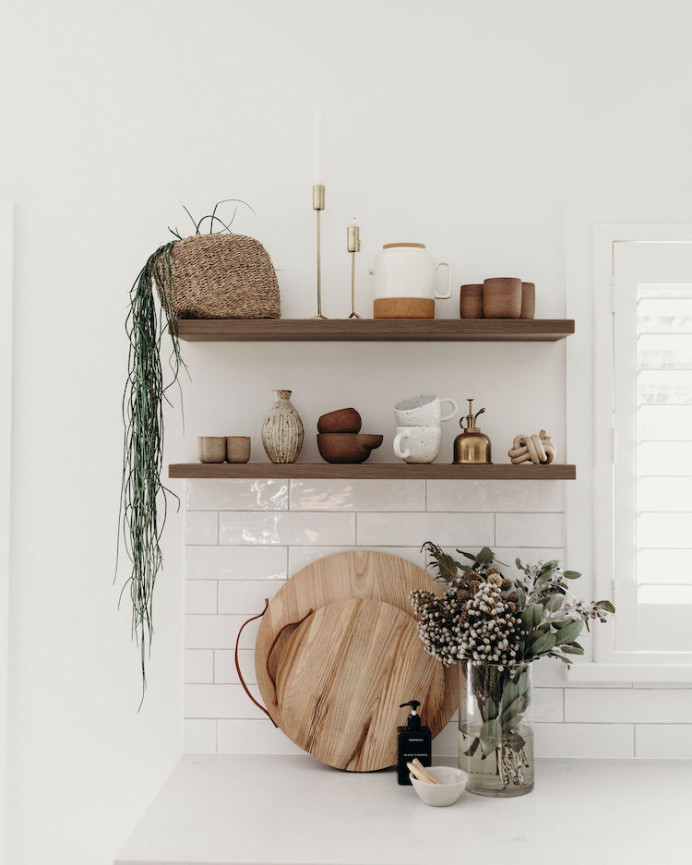 Pack of 3 solid wood floating shelves walnut finish various sizes