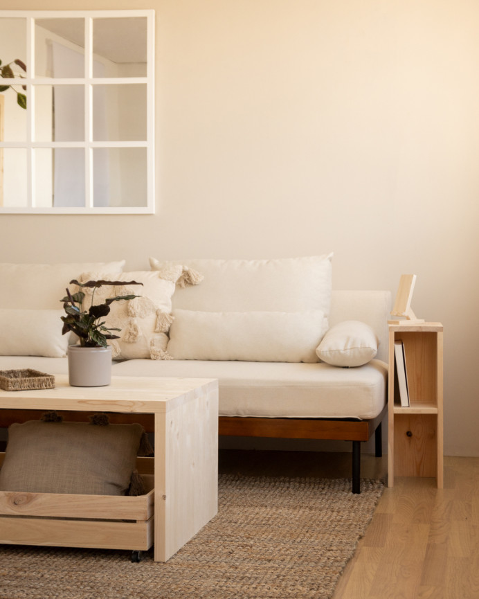 Solid wood bedside or auxiliary table in a natural tone measuring 60x20cm.