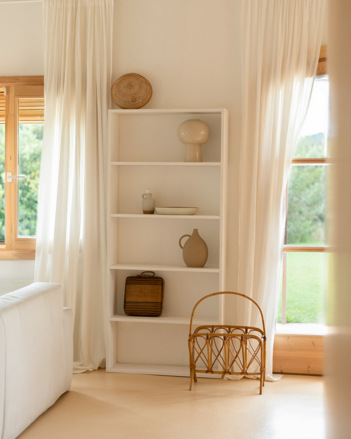 Solid wood shelf in white tone with 4 shelves