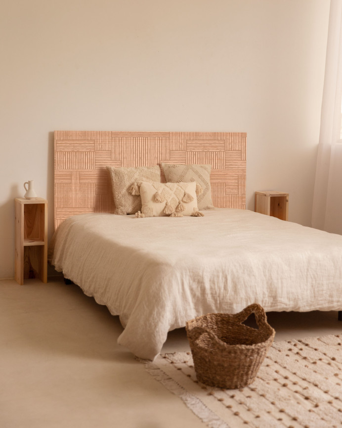 Solid wood headboard stamped with various measurements