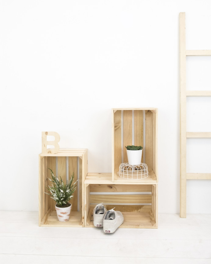 Solid wood large natural tone box