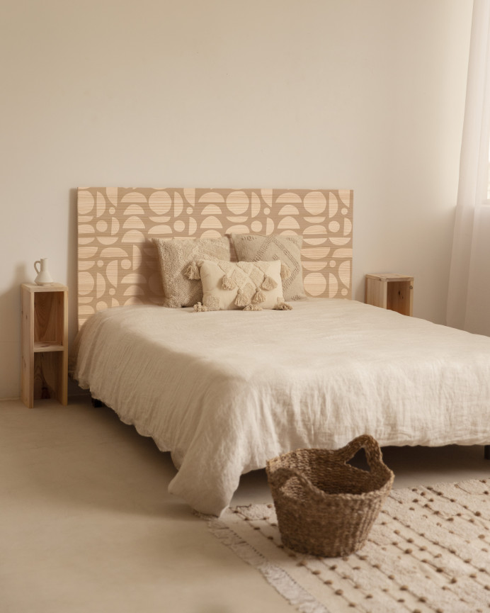 Solid wood headboard printed in various sizes.