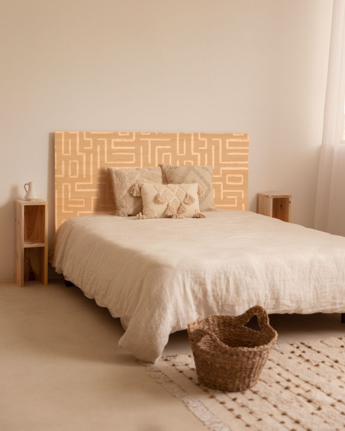 Solid wood headboard imprinted in various sizes
