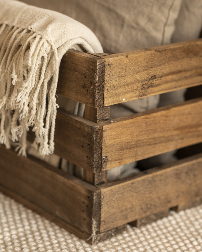 Solid dark oak wood large box