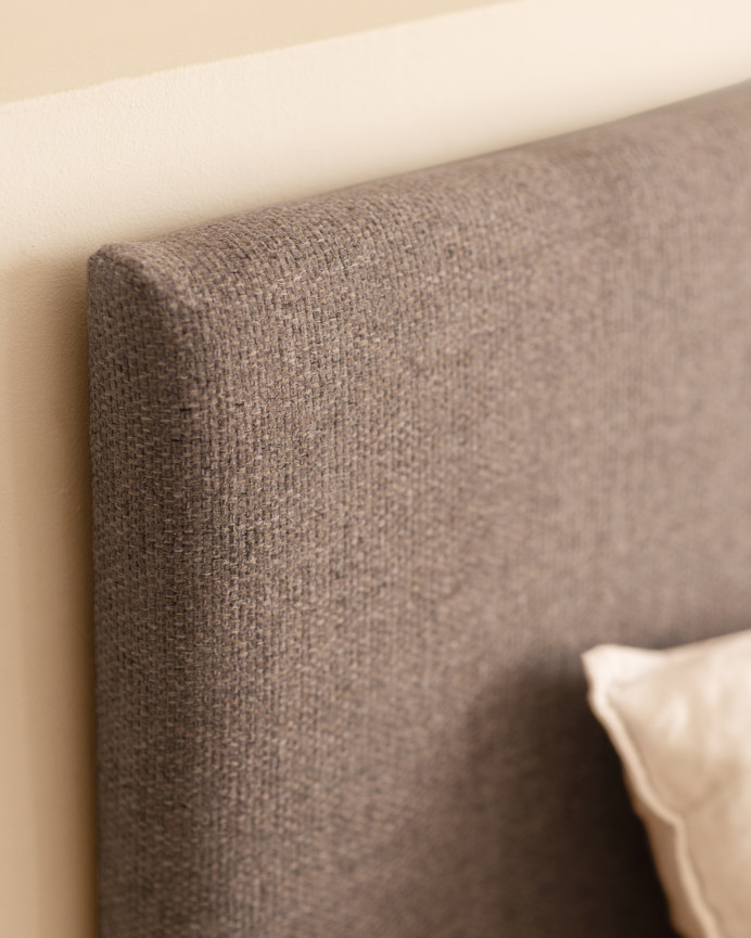 Upholstered polyester headboard in smooth purple color in various sizes.