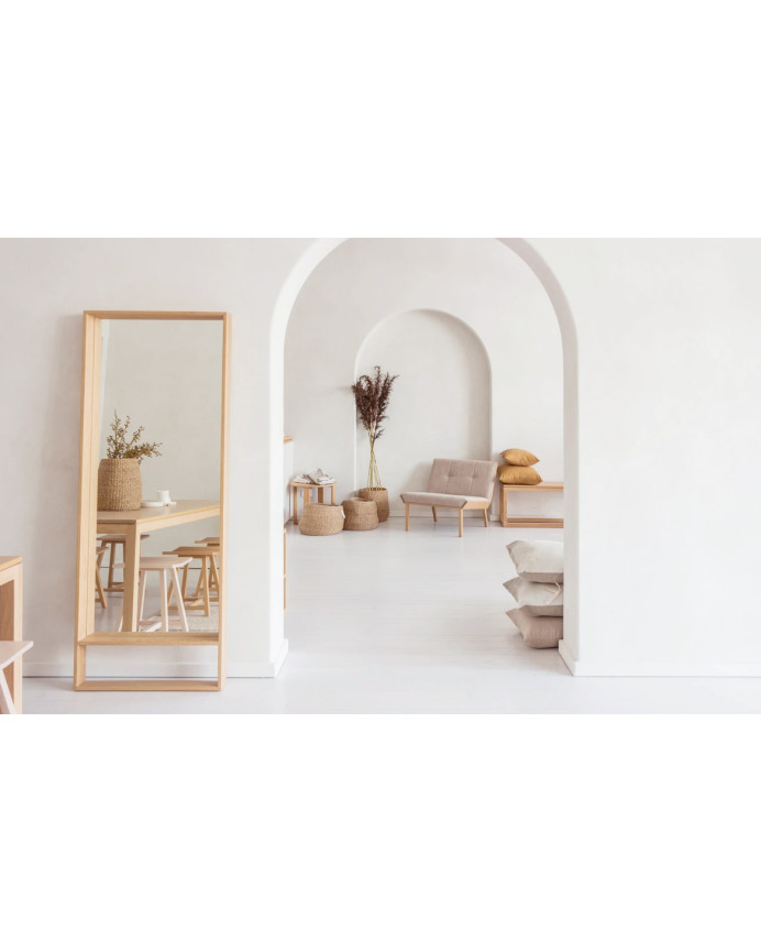 Solid wood effect natural tone mirror of various sizes.