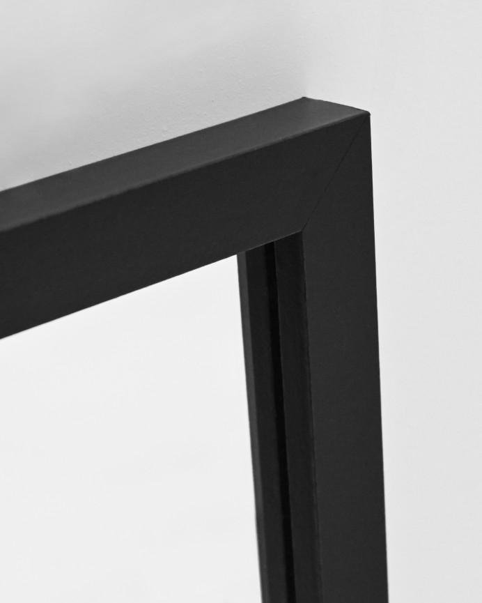 Set of 4 square wall mirrors in black wood tone measuring 30x30cm.