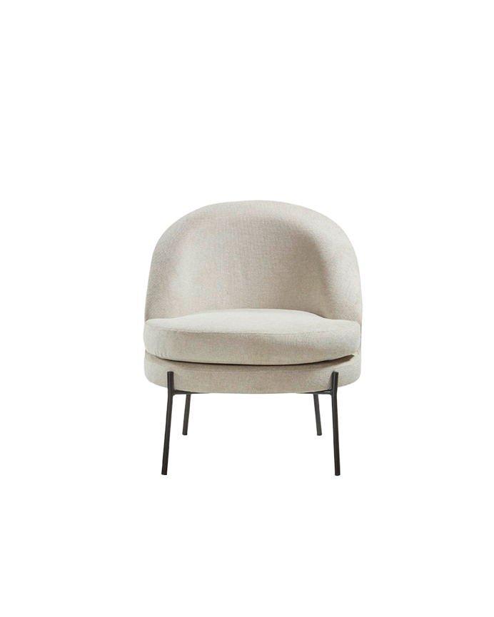 Metal armchair with foam and fiber seat in beige color, measuring 78x71cm