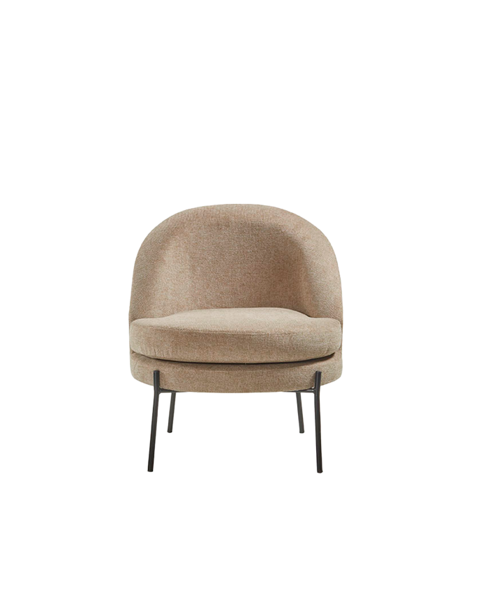 Metal armchair with foam and fiber seat in taupe color measuring 78x71cm.