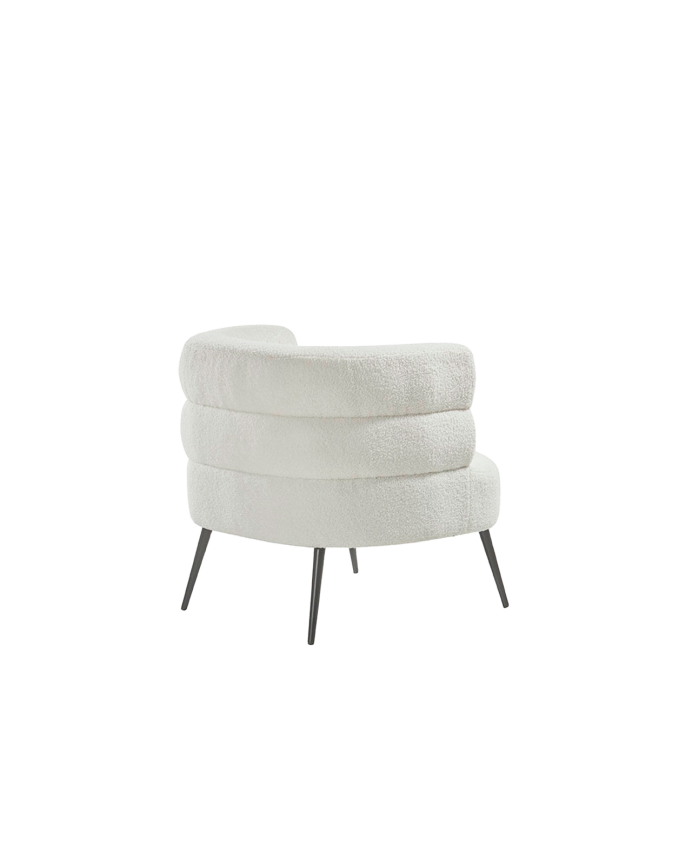 Metal armchair with foam and fiber seat in white, measuring 74x80cm.