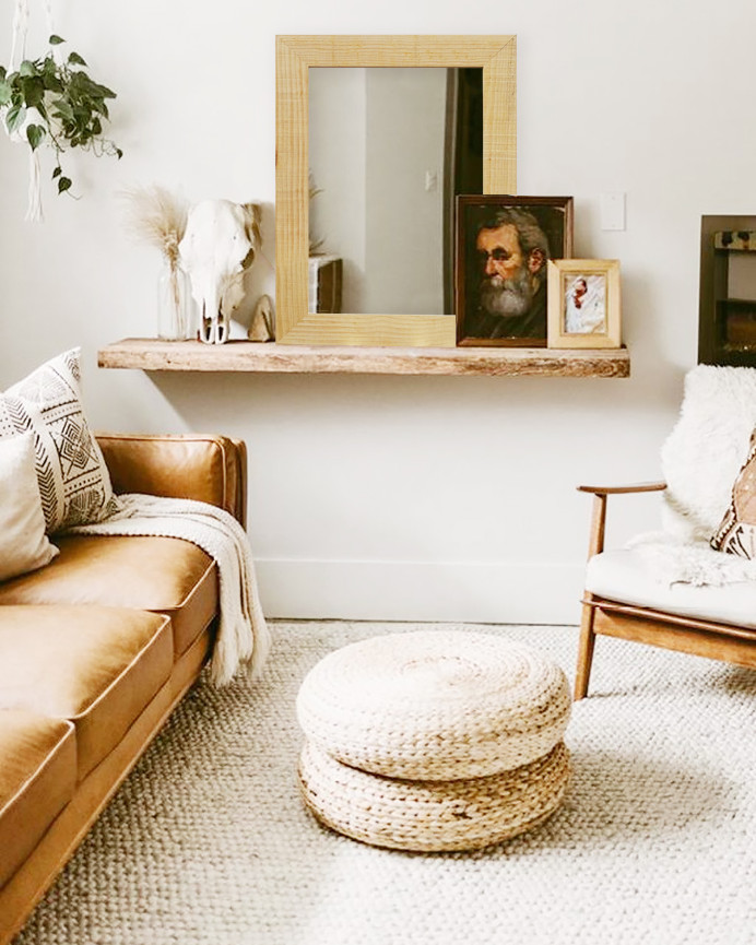 Solid wood mirror in natural tone of various sizes