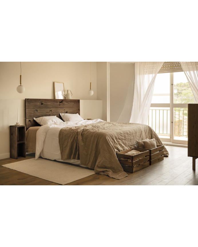 Pack of 2 solid wood nightstands or auxiliary tables in walnut tone 60x20cm