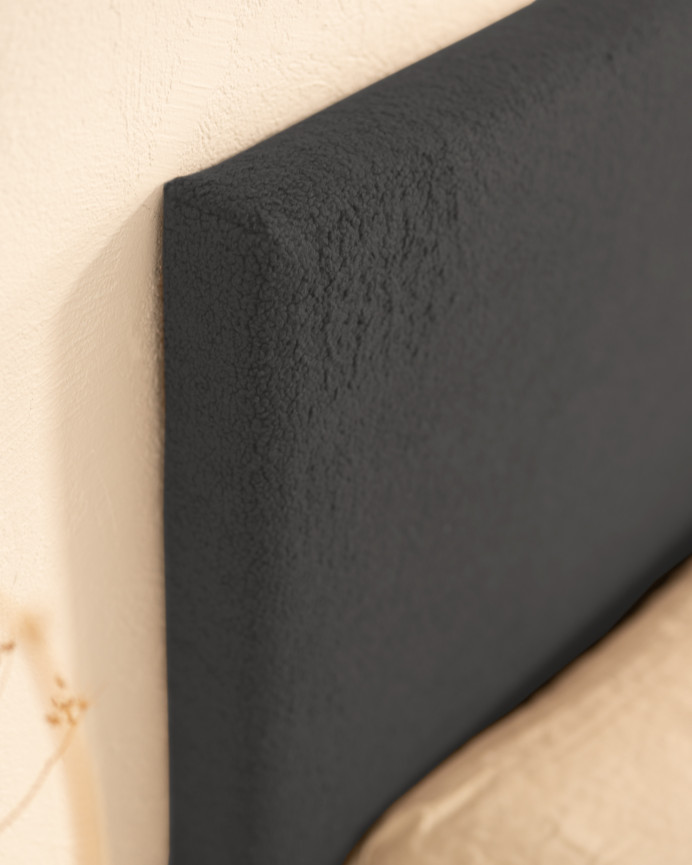 Upholstered cotton headboard in anthracite gray color in various sizes.