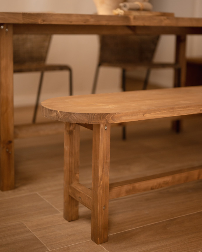 Solid wood bench in a dark oak tone of various sizes