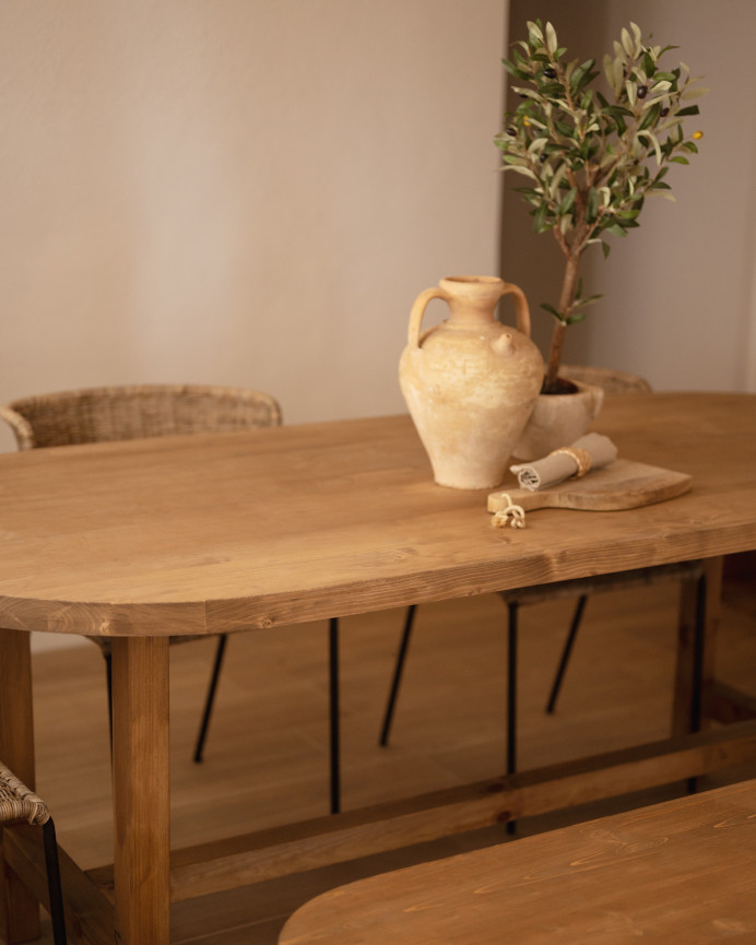 Solid oval dining table in dark oak tone in various sizes
