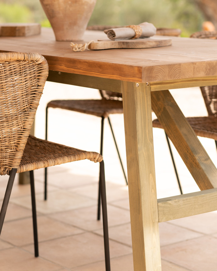 Solid wood dining table in various sizes, in a green tone.