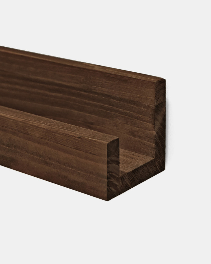 Pack 2 solid walnut tone floating wooden shelves in various sizes