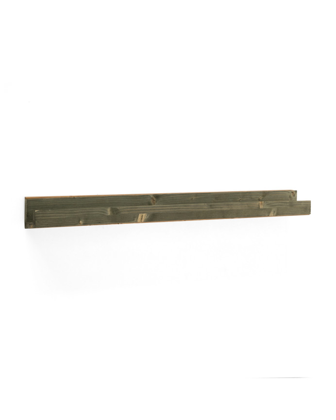 Pack of 4 solid wood floating shelves in green tone, various sizes.