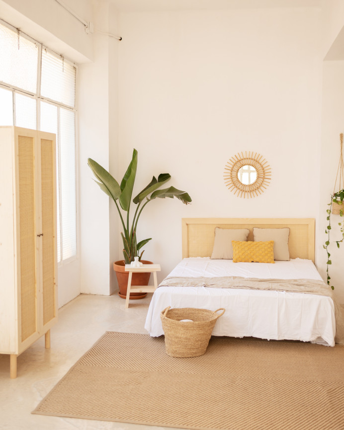Solid wood headboard in natural tone available in various sizes