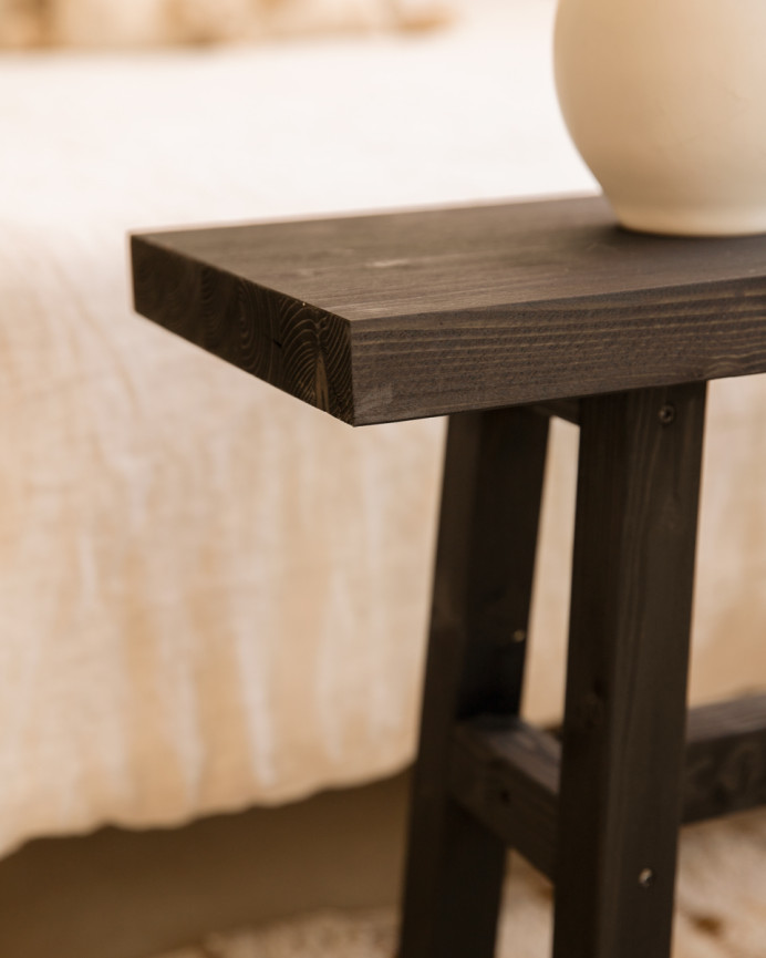 Solid wood stool in black tone, 100x50cm.