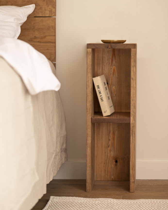 Pack solid wood headboard and dark oak tone nightstands in various sizes