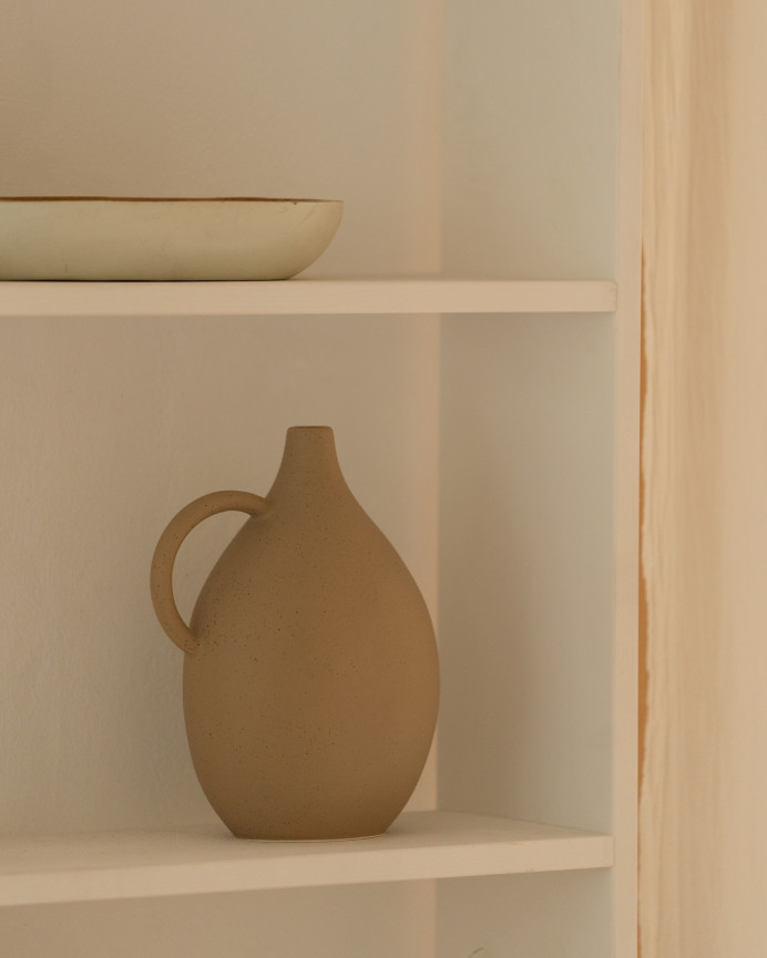 Solid wood shelf in white tone with 4 shelves