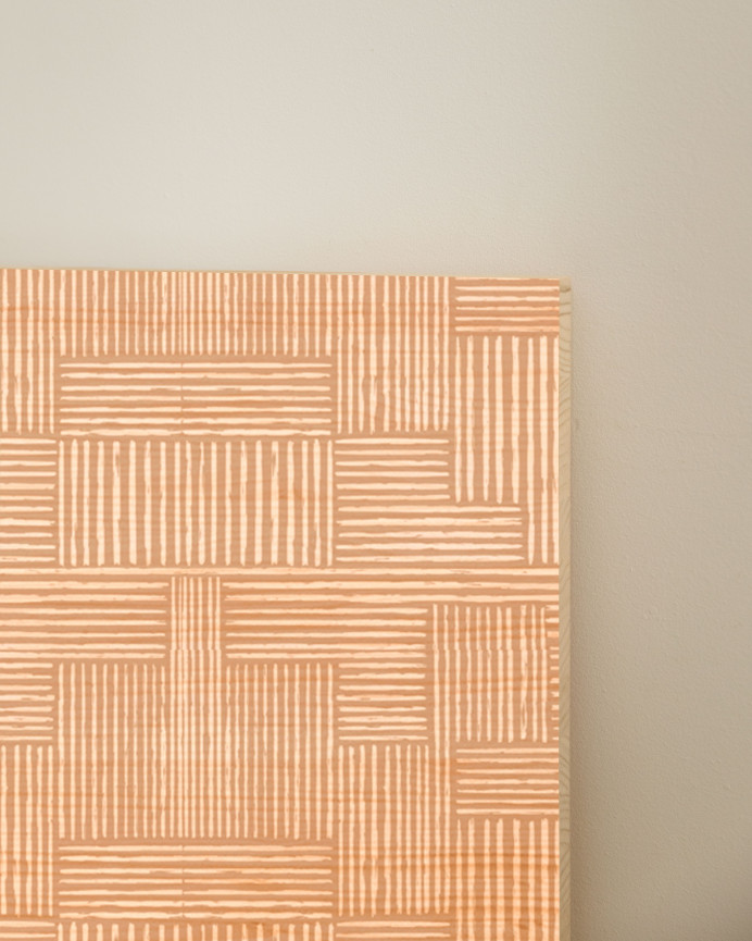 Solid wood headboard stamped with various measurements