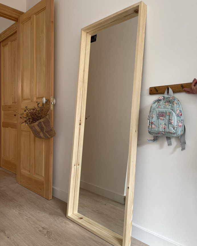 Solid wood natural tone mirror with wood effect in various sizes