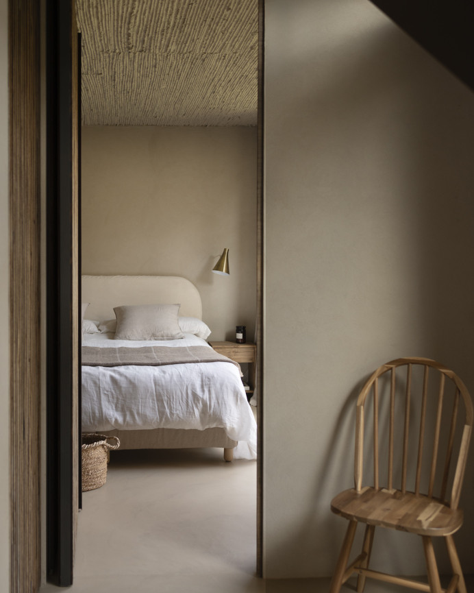 Beige corduroy headboard cover available in various sizes