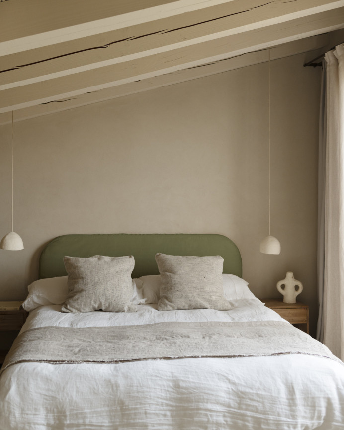Green corduroy headboard cover in various sizes