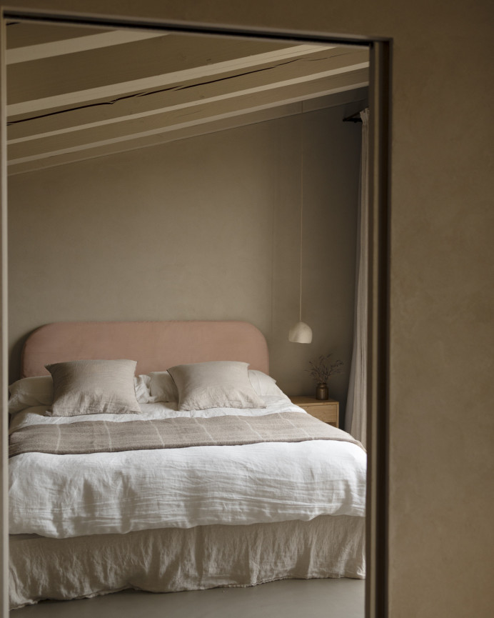 Coral corduroy headboard cover in various sizes