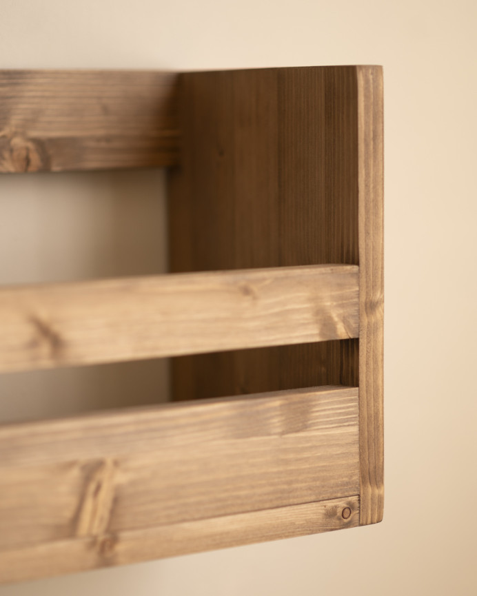Solid wood shoe rack in dark oak tone, available in various sizes.