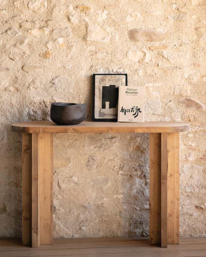 Solid dark oak wood console table measuring 120x80cm