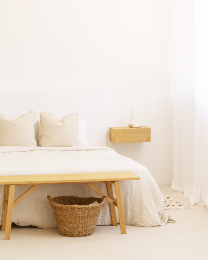 Upholstered cotton headboard in white color, available in various sizes