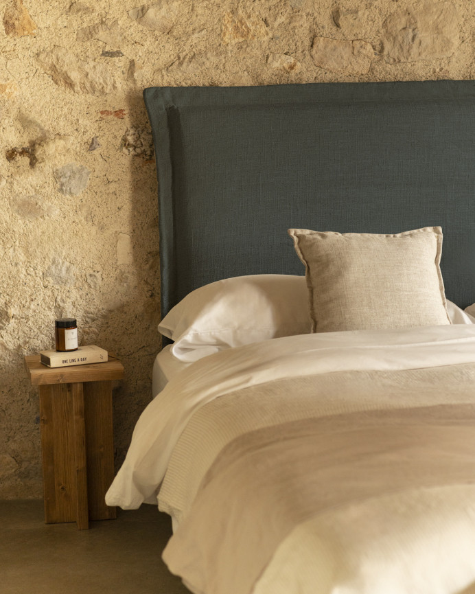Upholstered headboard of removable blue linen of various measurements